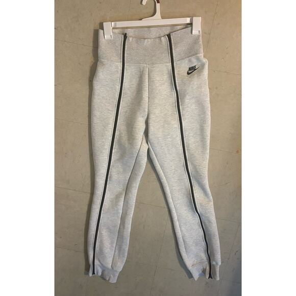 Nike Women's Tech Fleece High-Waisted Slim Zip Pants Light Grey/Black Size M - Picture 2 of 16